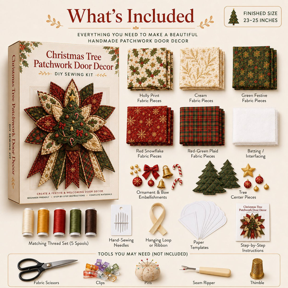 Holiday Quilted Door Hanger Kit | Complete Kit with All Tools & Step-by-Step Guide Included 💕